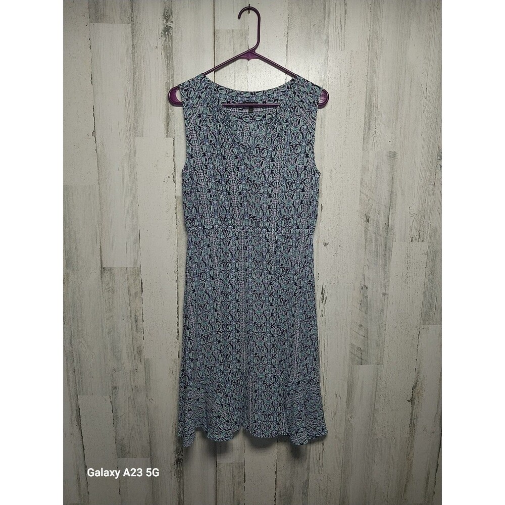 Talbots Womenβs Size 6 Blue Paisley Print Sleeveless Midi Dress